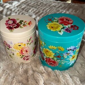 The Pioneer Woman Decorative Storage Canister - Cream and Teal